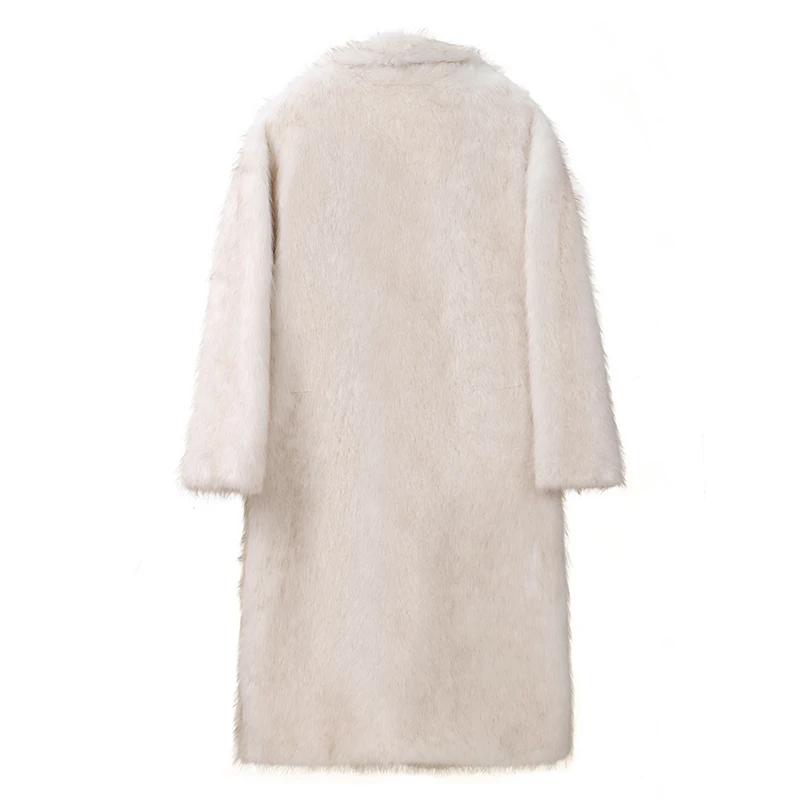 Neo Mint Vintage Luxury Long Faux Fox Fur Coat Women 2024 Winter Warm Fluffy Fur Jacket Female Street Furry Outerwear Overcoat