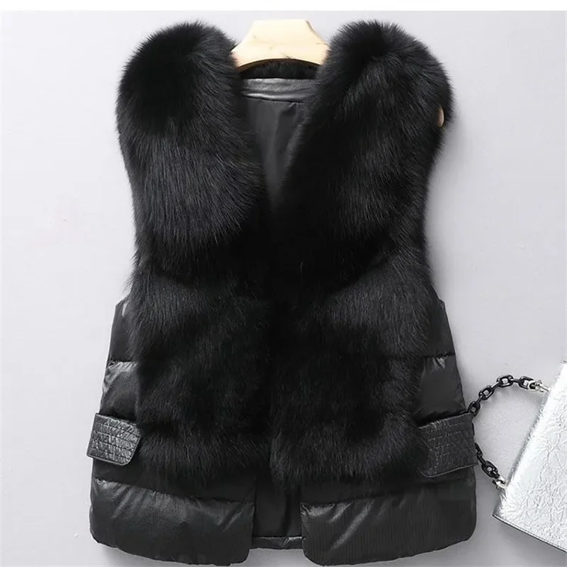 Vest Coat new Autumn Short Down Jacket Women Iimitation Fox Fur Vest Female Winter Wear Vest OutCoat waistcoat Sleeveless Coat