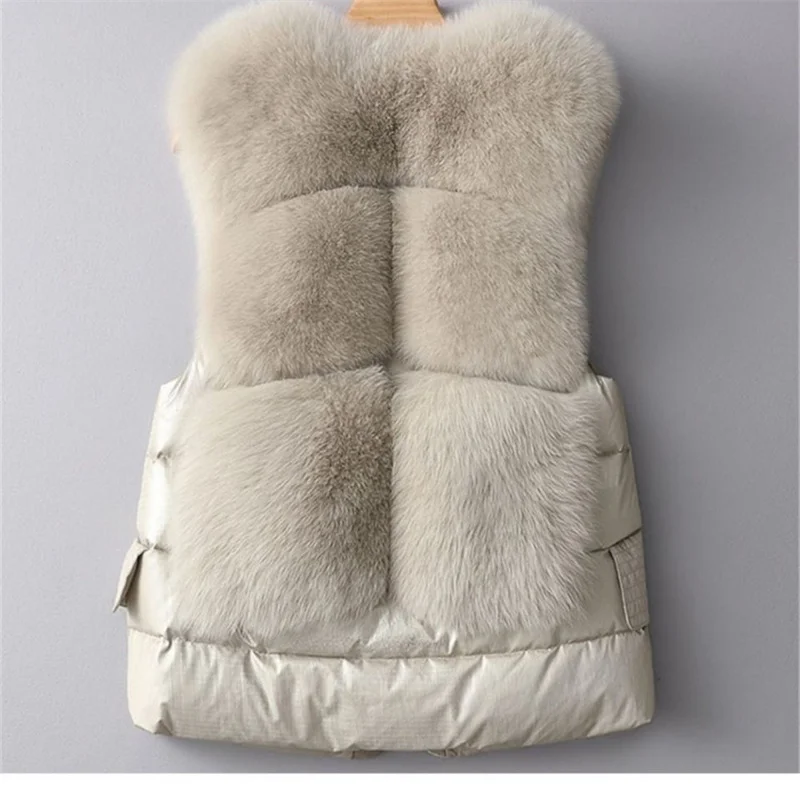 Vest Coat new Autumn Short Down Jacket Women Iimitation Fox Fur Vest Female Winter Wear Vest OutCoat waistcoat Sleeveless Coat