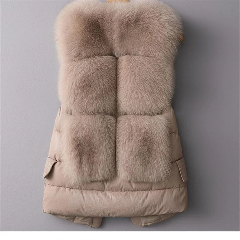 Vest Coat new Autumn Short Down Jacket Women Iimitation Fox Fur Vest Female Winter Wear Vest OutCoat waistcoat Sleeveless Coat
