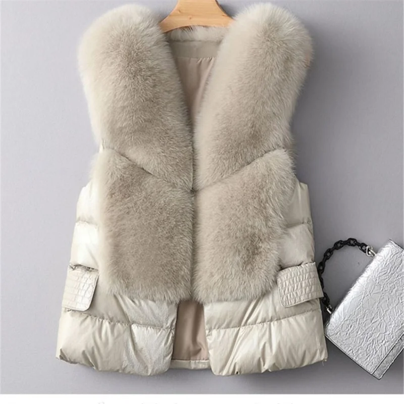 Vest Coat new Autumn Short Down Jacket Women Iimitation Fox Fur Vest Female Winter Wear Vest OutCoat waistcoat Sleeveless Coat
