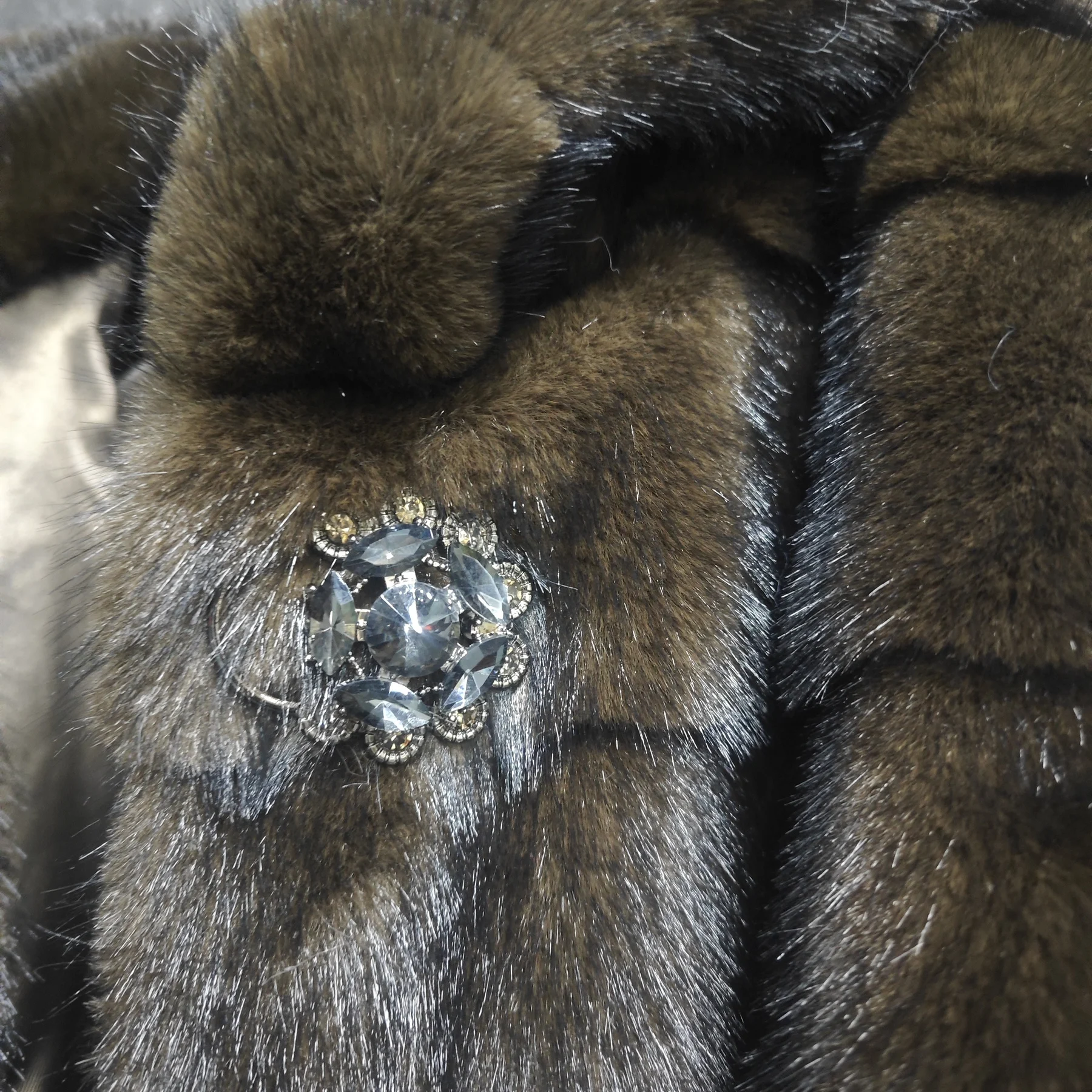 LANMREM Brown Hooded Women's Faux Mink Fur Coat Thick Autumn Winter Chic New Cardigan Mid Length Loose Warm Jackets 2DB4632