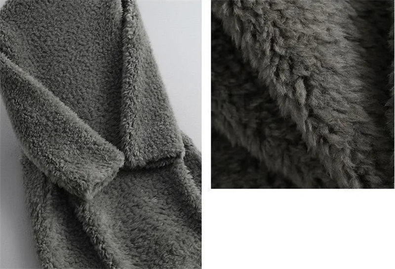 2024 Winter Women New Korean Granulated Sheep Shearling Fur Coat Cardigan Female Mid-Length Lamb Hair Faux Fur All-in-one Coat