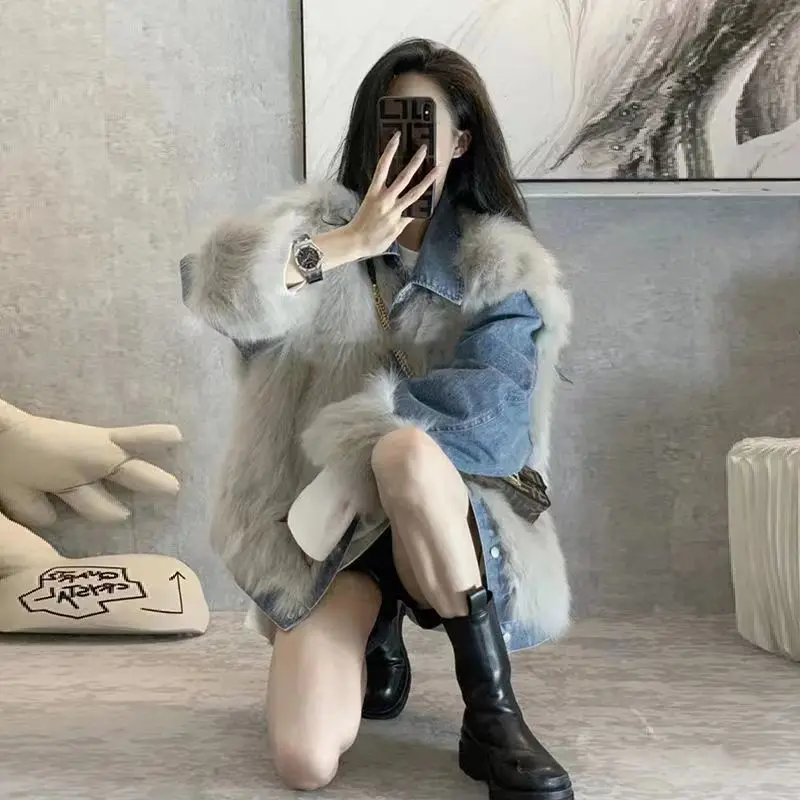 2026 Luxury Fox Fur Collar Long Coats Women Winter Soft Warm Loose Jacket Puffer Parka Female Windproof Snow Outwear Coats