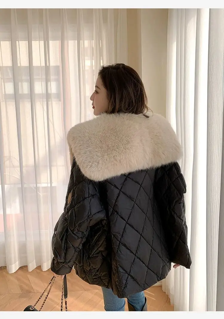 2026 Luxury Fox Fur Collar Long Coats Women Winter Soft Warm Loose Jacket Puffer Parka Female Windproof Snow Outwear Coats