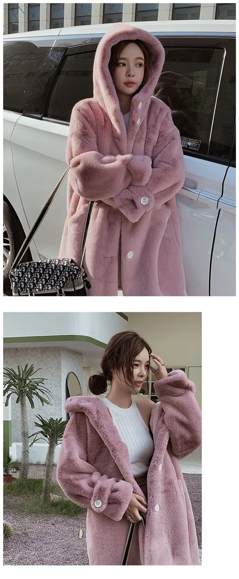 2026 NEW Thicken Mink Fur Coat Woman Cotton-padded Jackets Hooded Overcoat Autumn Winter Young Lady Oversize Faux Fur Long Coats