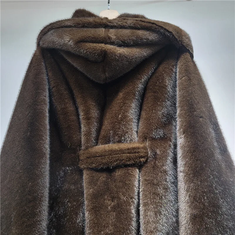 HKSH 2025 Winter New Women's Faux Fur Coat Hooded Batwing Sleeve Sashes Fashion Elegant Luxury High-end Tide Warm Jacket HK16165