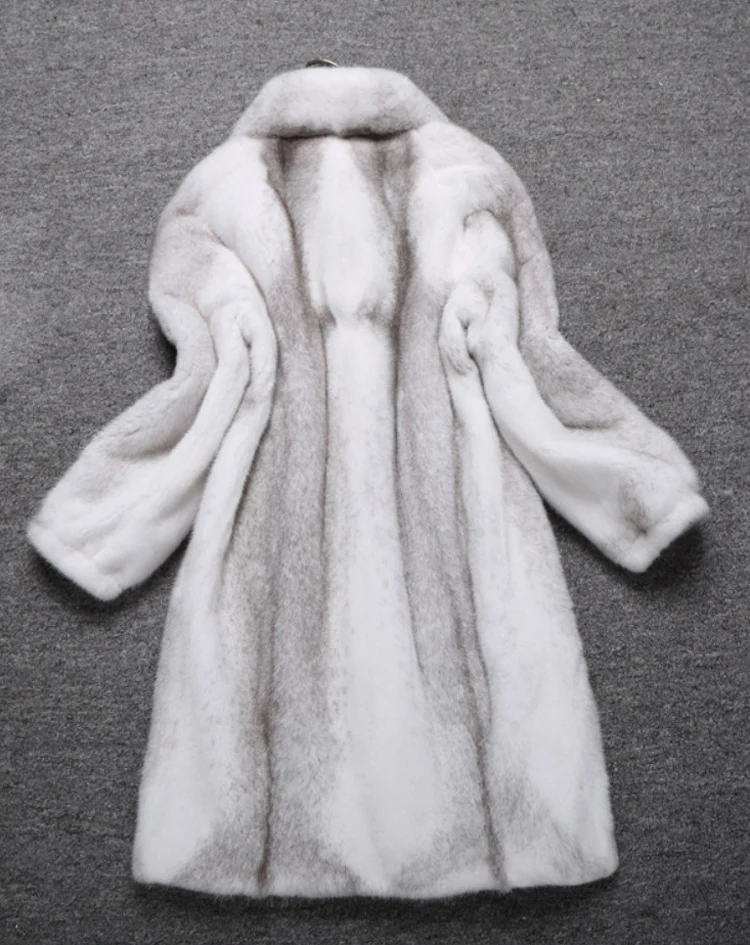 Women's long mink coat winter new fashion stand collar warm fur coat casual large size