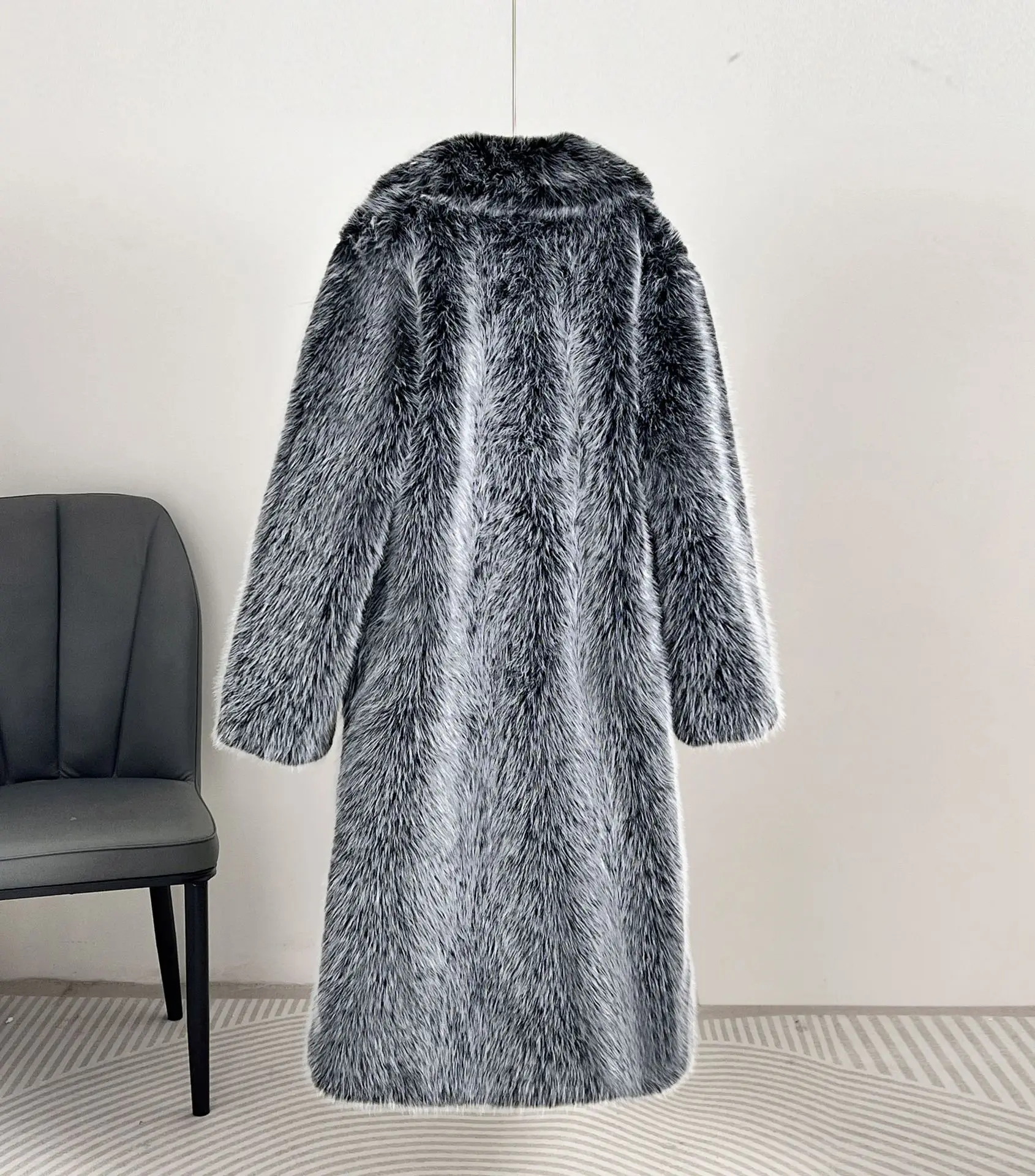 Faux Fur Coat Women Long Coats Thick Warm Turn Down Collar Y2k Streetwear Jacket Elegant Spring Outerwear Autumn Winter Jackets