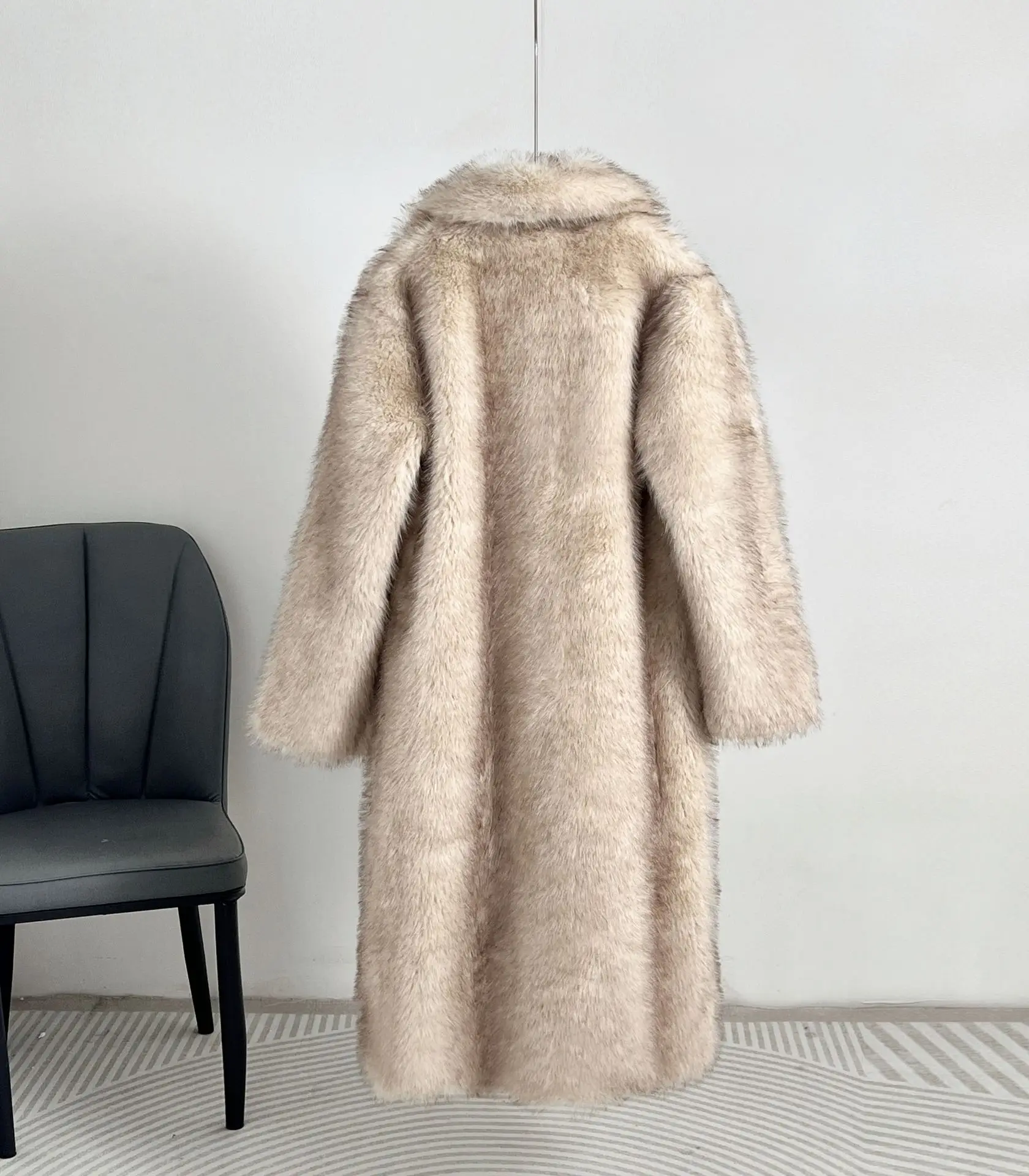 Faux Fur Coat Women Long Coats Thick Warm Turn Down Collar Y2k Streetwear Jacket Elegant Spring Outerwear Autumn Winter Jackets
