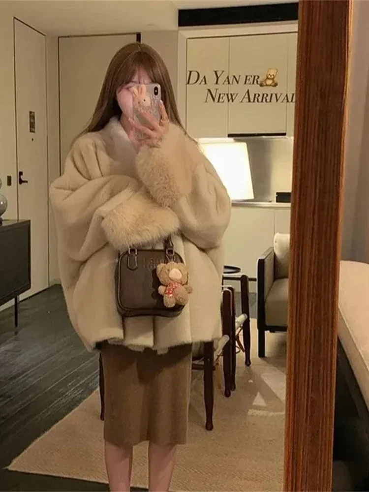 Women's Soft Warm Faux Fur Coat Long Sleeve Winter Jacket Casual Stylish Autumn Outerwear Eco Artificial Fur for Ladies