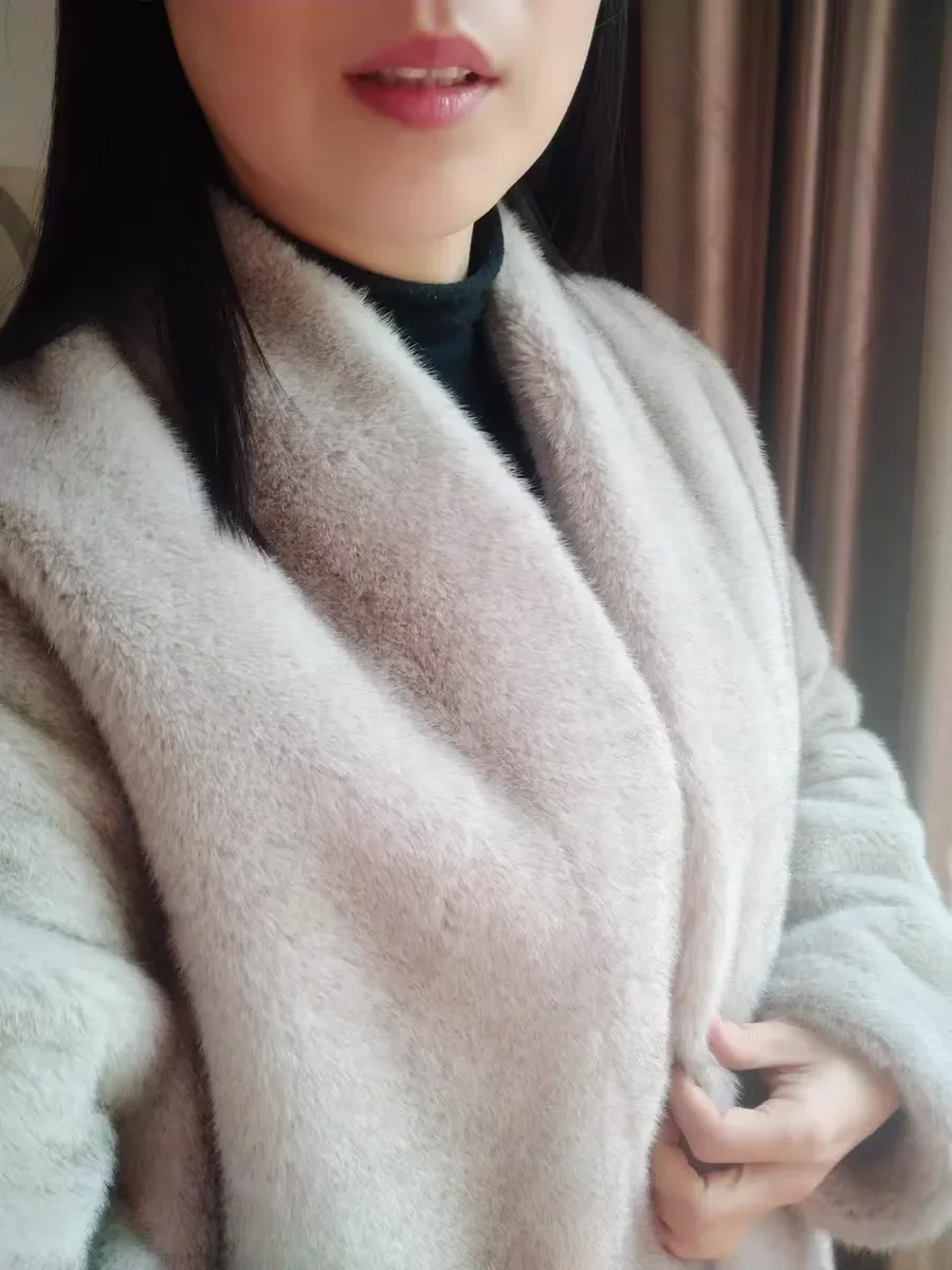 Faux Mink Fur Coats for Women,Covered Button Short Jackets,V-Neck Overcoat,Female Clothes,Thicken Warm ,Preppy Style，New，Winter