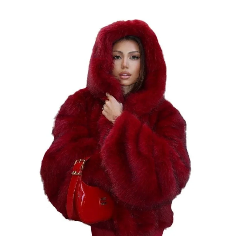 Tossy Fashion Fur Feather Outwear Hoodie jacket Loose Warm Winter 2025 Sexy Fluffy Streetwear Overcoat Women's Fur Feather New