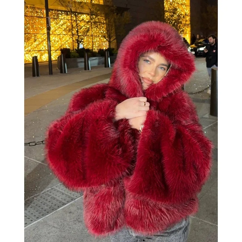 Tossy Fashion Fur Feather Outwear Hoodie jacket Loose Warm Winter 2025 Sexy Fluffy Streetwear Overcoat Women's Fur Feather New