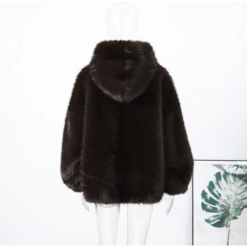 Casual Furry Faux Fur Hooded Pullover Women Loose Full Sleeve Warm Solid Coat 2026 Autumn Winter Lady Street Fashion Outwear New