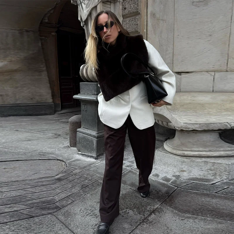 Casual Furry Faux Fur Hooded Pullover Women Loose Full Sleeve Warm Solid Coat 2026 Autumn Winter Lady Street Fashion Outwear New
