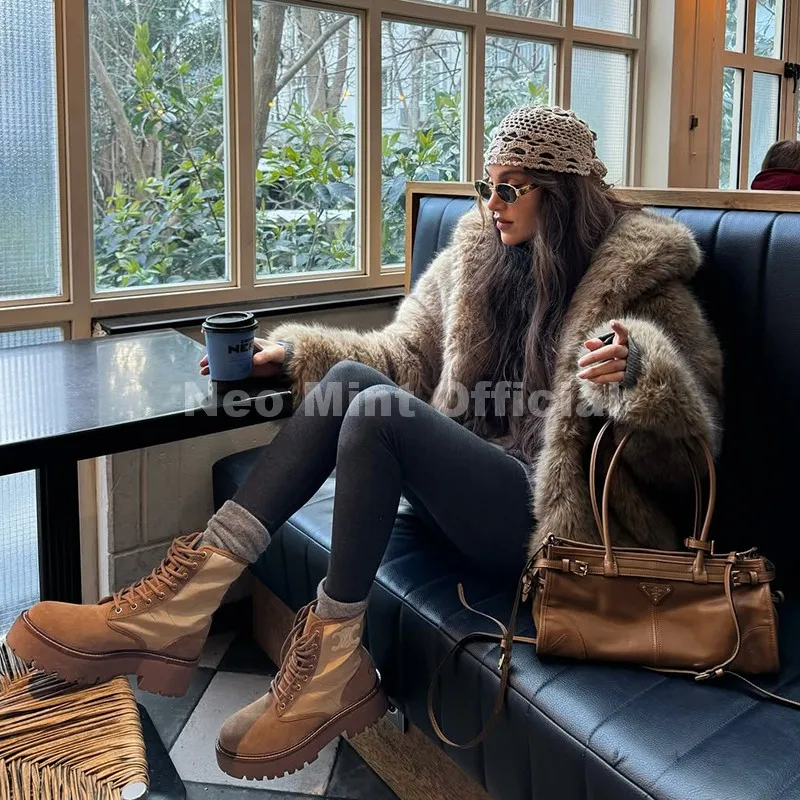 Neo Mint Exclusive Women Winter Hooded Faux Fur Coat Chic Street Fashion Girls Fluffy Fox Fur Jacket Thick Warm Shaggy Overcoat