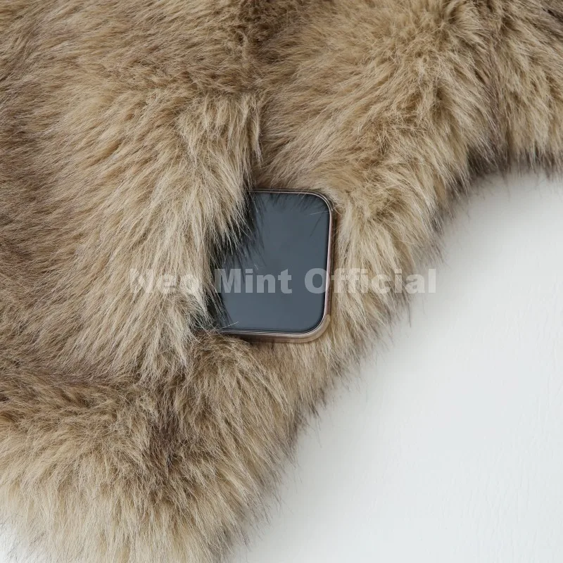 Neo Mint Exclusive Women Winter Hooded Faux Fur Coat Chic Street Fashion Girls Fluffy Fox Fur Jacket Thick Warm Shaggy Overcoat