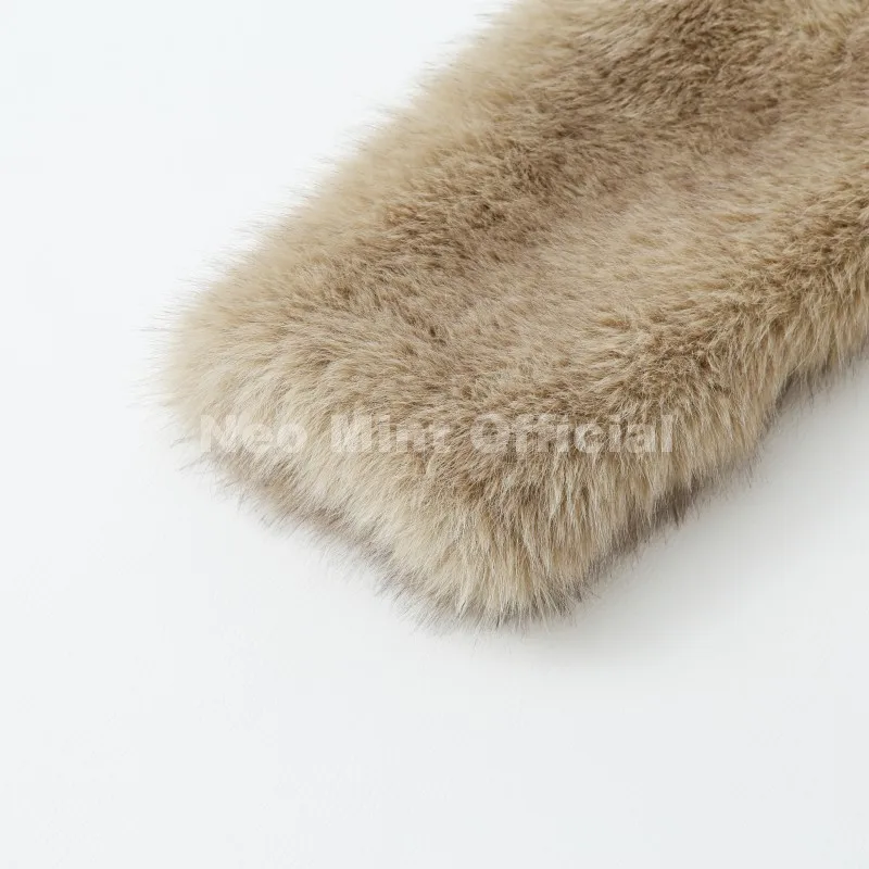 Neo Mint Exclusive Women Winter Hooded Faux Fur Coat Chic Street Fashion Girls Fluffy Fox Fur Jacket Thick Warm Shaggy Overcoat