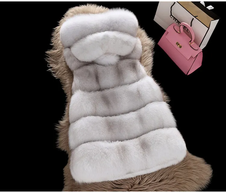 Women Faux Fur Vest Hooded Thick Warm Coat Zipper Sleeveless Streetwear Vests Hoodies Elegant Lady Cardigan Autumn Winter