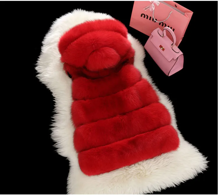 Women Faux Fur Vest Hooded Thick Warm Coat Zipper Sleeveless Streetwear Vests Hoodies Elegant Lady Cardigan Autumn Winter