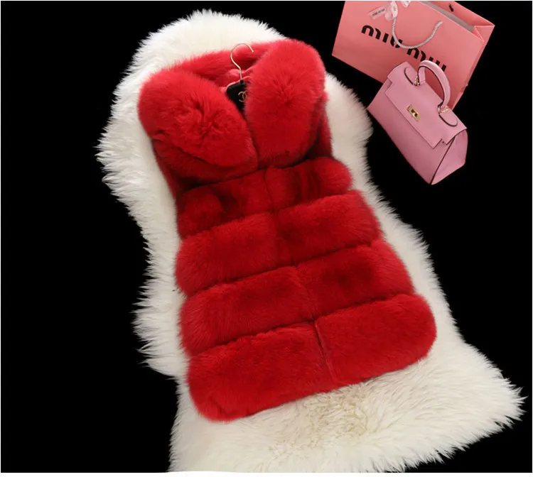 Women Faux Fur Vest Hooded Thick Warm Coat Zipper Sleeveless Streetwear Vests Hoodies Elegant Lady Cardigan Autumn Winter
