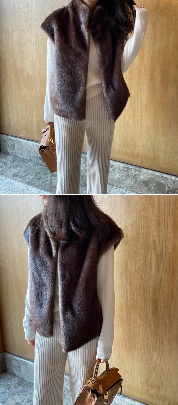 Luxury Faux Fur Vest Korean Fashion Women Winter Fall Design Solid Color High Quality Women Faux Fur Coats Sleeveless
