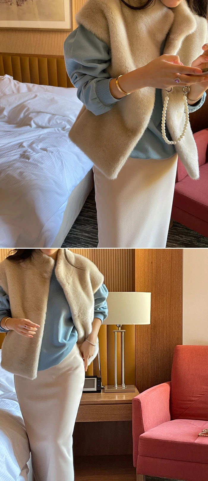 Luxury Faux Fur Vest Korean Fashion Women Winter Fall Design Solid Color High Quality Women Faux Fur Coats Sleeveless