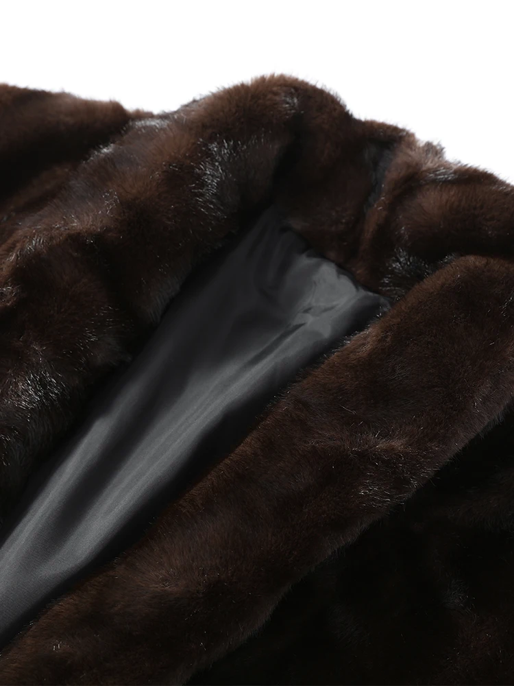 Women Casual Brown Lace Up Faux Fur Coat Turtleneck Full Sleeve Fluffy Loose Striped Long Coats Lady Winter Daily Street Jacket