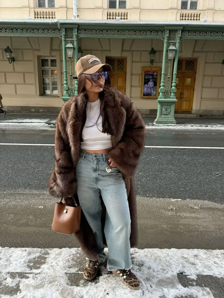2025 New Vintage Luxury Long Faux Fox Fur Coat Women Winter Warm Fluffy Fur Jacket Female Street Furry Outerwear Overcoat