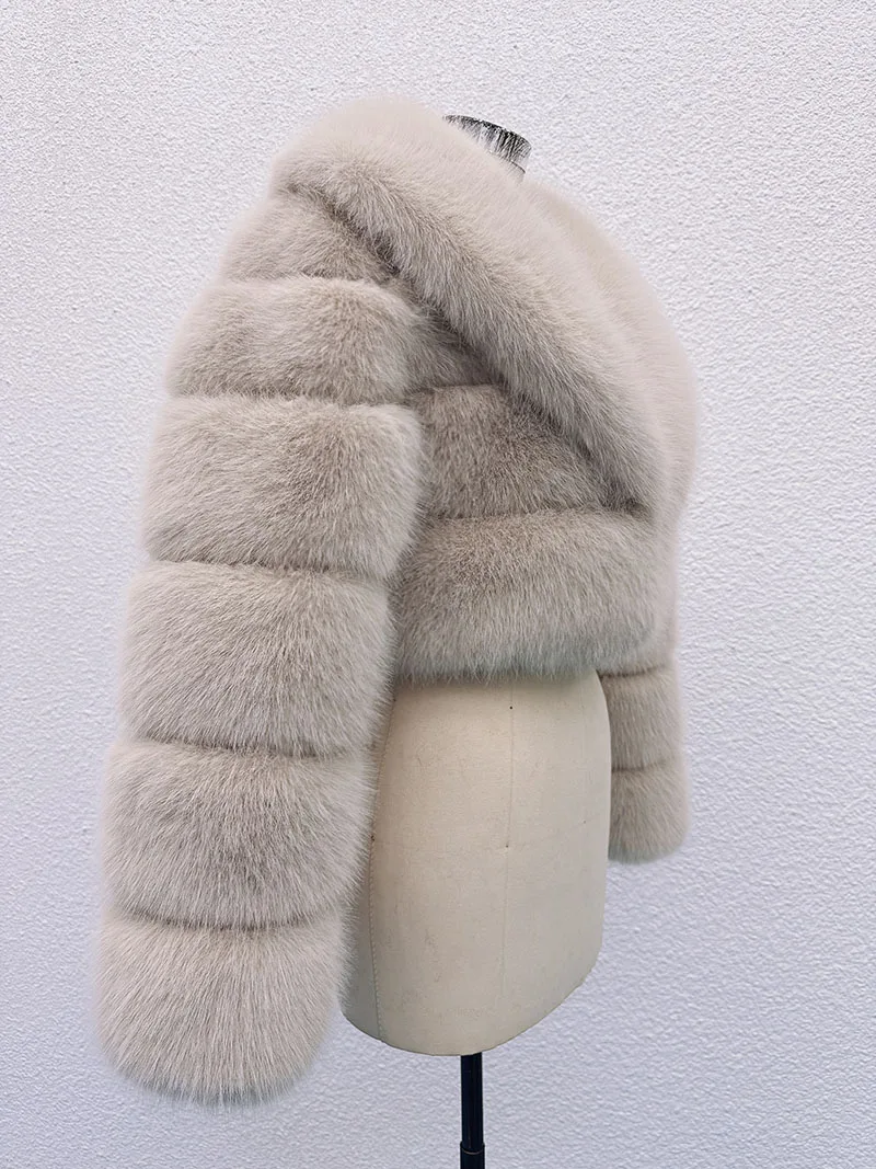ZADORIN Luxury Big Collar Spliced Cropped Faux Fur Coat Woman Clothing Thicken Furry Faux Fur Jacket Winter Fur Coats Top Mujer