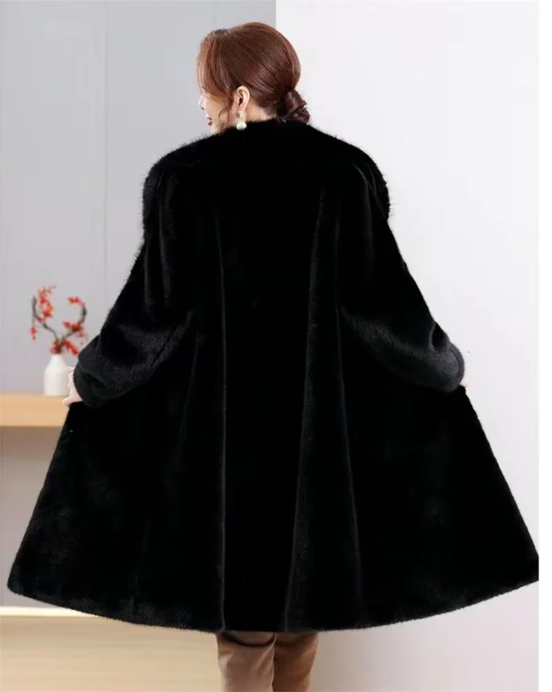 Leopard Print Lazy Elongated Fur Coat For Women's Winter Hooded Warm Environmentally Friendly Fur Coat Thick Imitation Fur Jacke