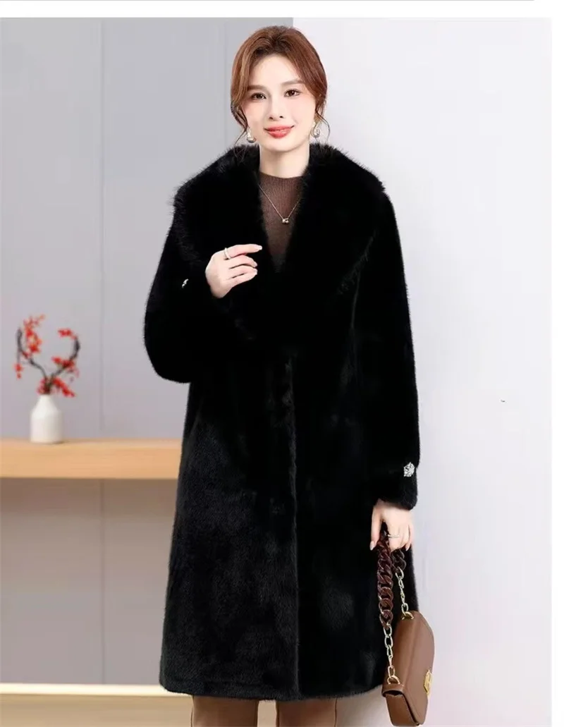 Leopard Print Lazy Elongated Fur Coat For Women's Winter Hooded Warm Environmentally Friendly Fur Coat Thick Imitation Fur Jacke