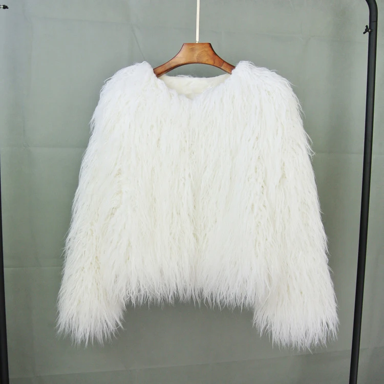 ZADORIN Mongolian fur Furry Faux Fur Coat Woman Fur Coats Autumn Winter Pink White Shaggy Faux Fur Jacket Tops Festival Clothing