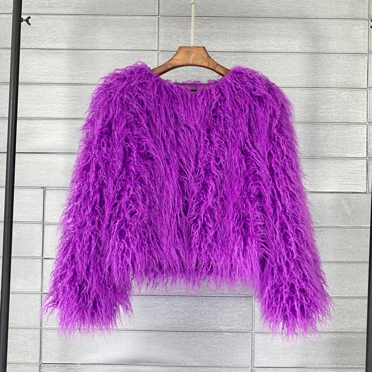 ZADORIN Mongolian fur Furry Faux Fur Coat Woman Fur Coats Autumn Winter Pink White Shaggy Faux Fur Jacket Tops Festival Clothing