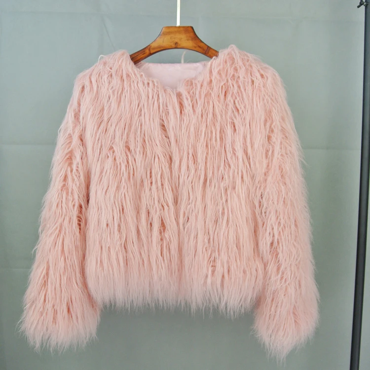 ZADORIN Mongolian fur Furry Faux Fur Coat Woman Fur Coats Autumn Winter Pink White Shaggy Faux Fur Jacket Tops Festival Clothing