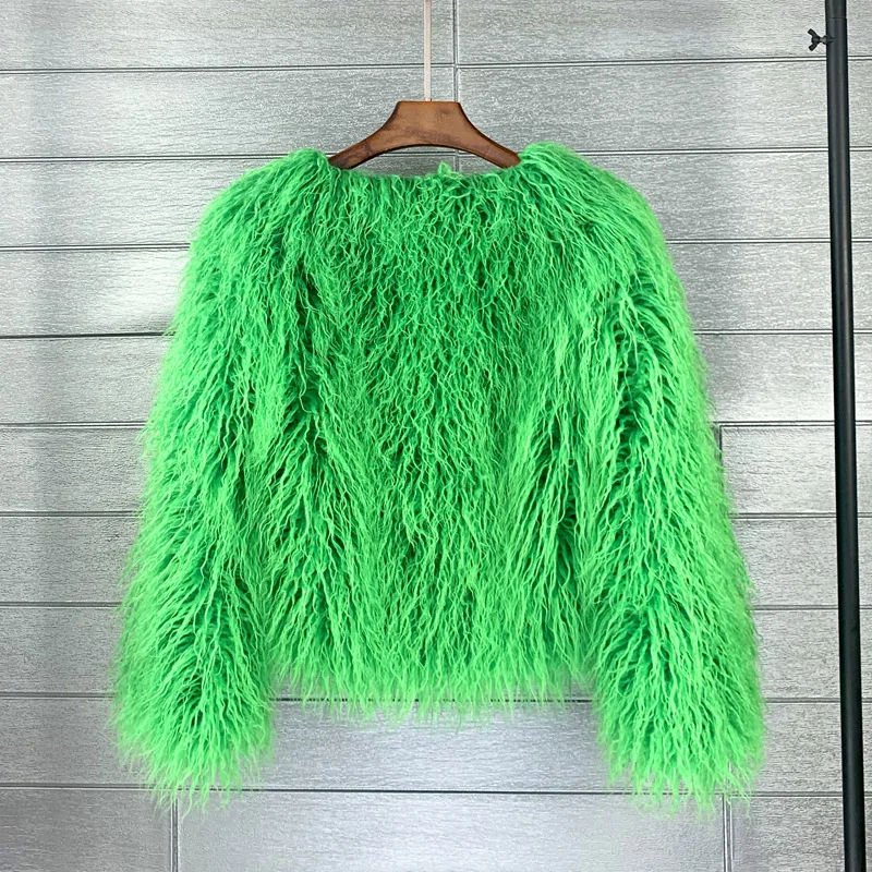 ZADORIN Mongolian fur Furry Faux Fur Coat Woman Fur Coats Autumn Winter Pink White Shaggy Faux Fur Jacket Tops Festival Clothing