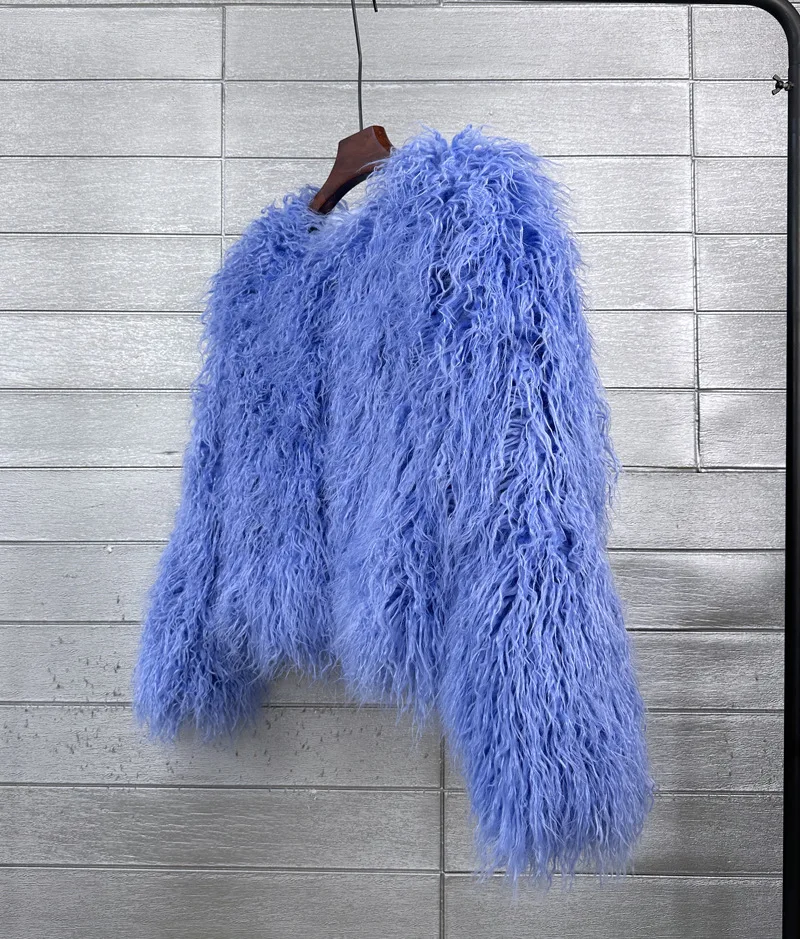 ZADORIN Mongolian fur Furry Faux Fur Coat Woman Fur Coats Autumn Winter Pink White Shaggy Faux Fur Jacket Tops Festival Clothing
