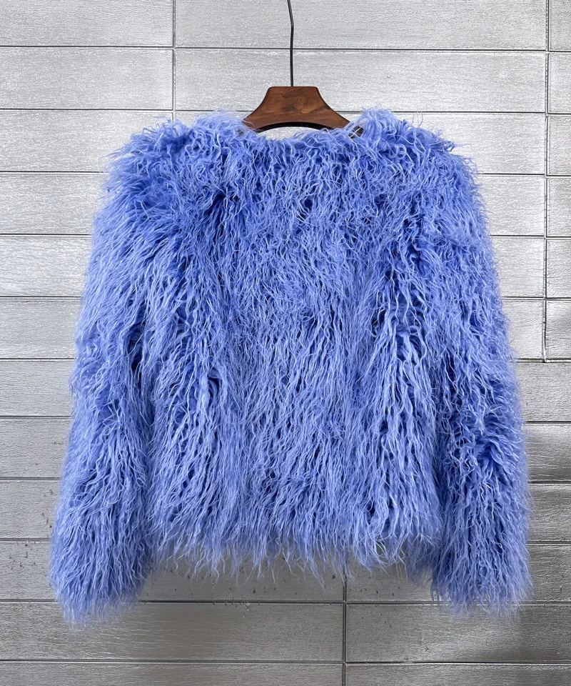 ZADORIN Mongolian fur Furry Faux Fur Coat Woman Fur Coats Autumn Winter Pink White Shaggy Faux Fur Jacket Tops Festival Clothing