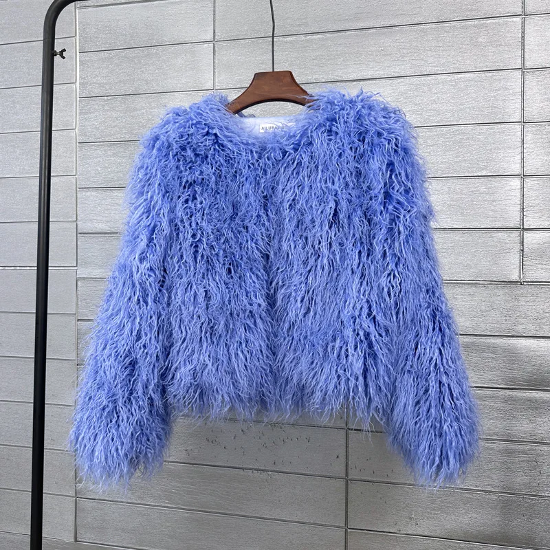 ZADORIN Mongolian fur Furry Faux Fur Coat Woman Fur Coats Autumn Winter Pink White Shaggy Faux Fur Jacket Tops Festival Clothing