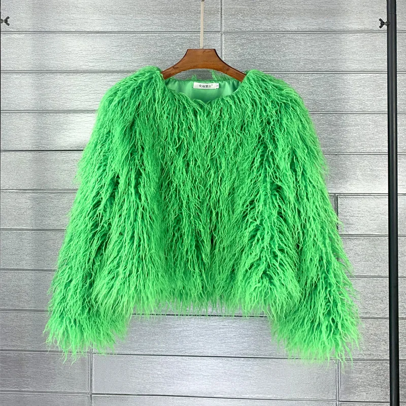ZADORIN Mongolian fur Furry Faux Fur Coat Woman Fur Coats Autumn Winter Pink White Shaggy Faux Fur Jacket Tops Festival Clothing