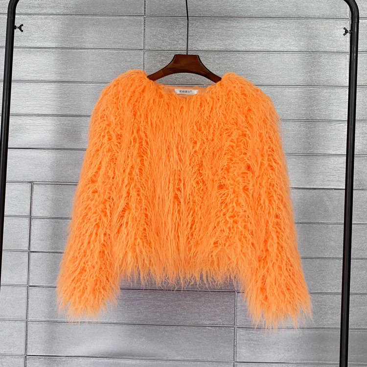 ZADORIN Mongolian fur Furry Faux Fur Coat Woman Fur Coats Autumn Winter Pink White Shaggy Faux Fur Jacket Tops Festival Clothing