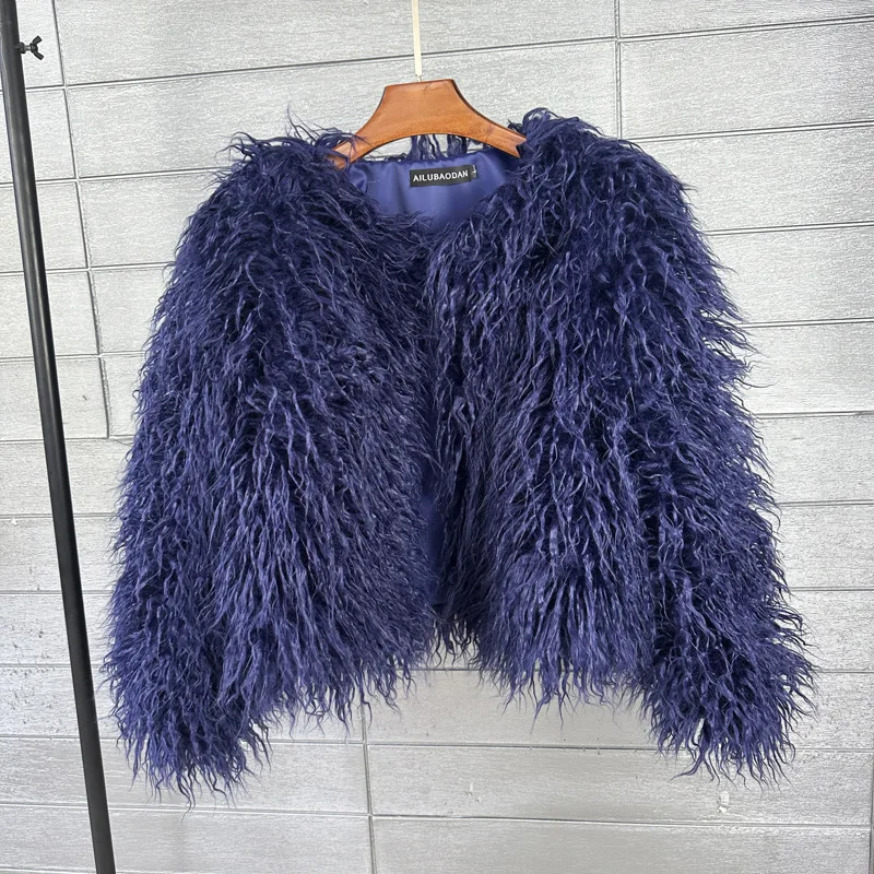 ZADORIN Mongolian fur Furry Faux Fur Coat Woman Fur Coats Autumn Winter Pink White Shaggy Faux Fur Jacket Tops Festival Clothing