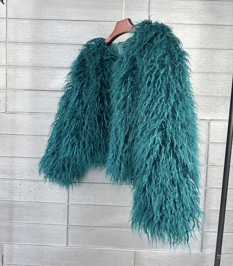 ZADORIN Mongolian fur Furry Faux Fur Coat Woman Fur Coats Autumn Winter Pink White Shaggy Faux Fur Jacket Tops Festival Clothing