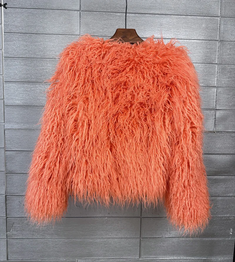 ZADORIN Mongolian fur Furry Faux Fur Coat Woman Fur Coats Autumn Winter Pink White Shaggy Faux Fur Jacket Tops Festival Clothing