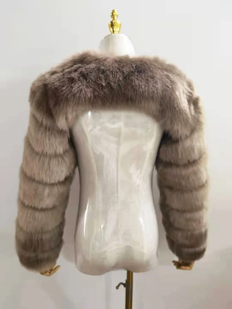 ZADORIN Autumn Winter Cropped Faux Fox Fur Coat Women Luxury Raccoon Long Sleeve Warm Fur Jackets Female Outerwear Pink Red