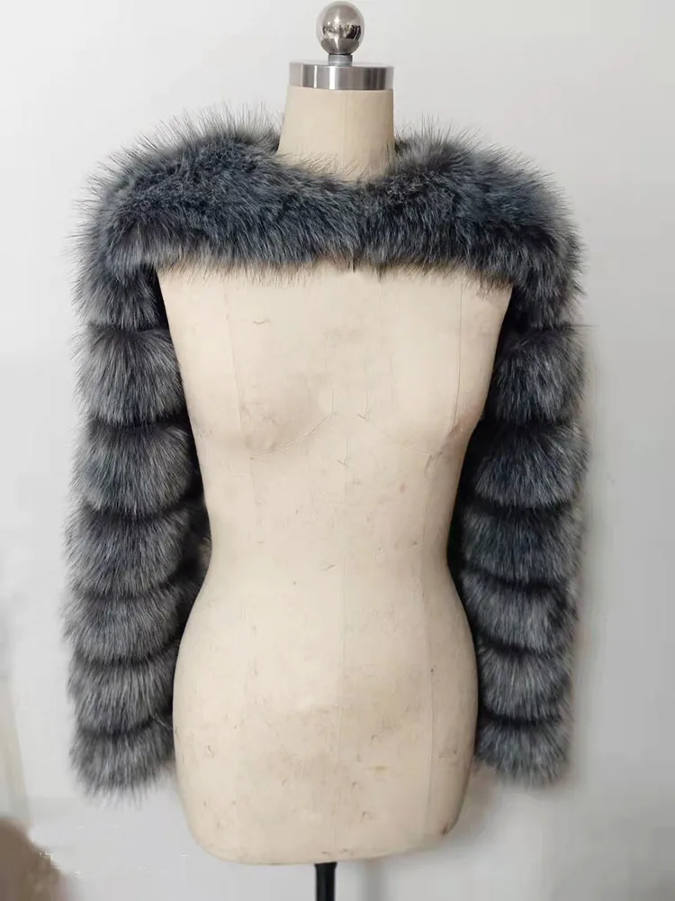 ZADORIN Autumn Winter Cropped Faux Fox Fur Coat Women Luxury Raccoon Long Sleeve Warm Fur Jackets Female Outerwear Pink Red