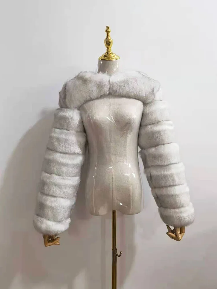 ZADORIN Autumn Winter Cropped Faux Fox Fur Coat Women Luxury Raccoon Long Sleeve Warm Fur Jackets Female Outerwear Pink Red