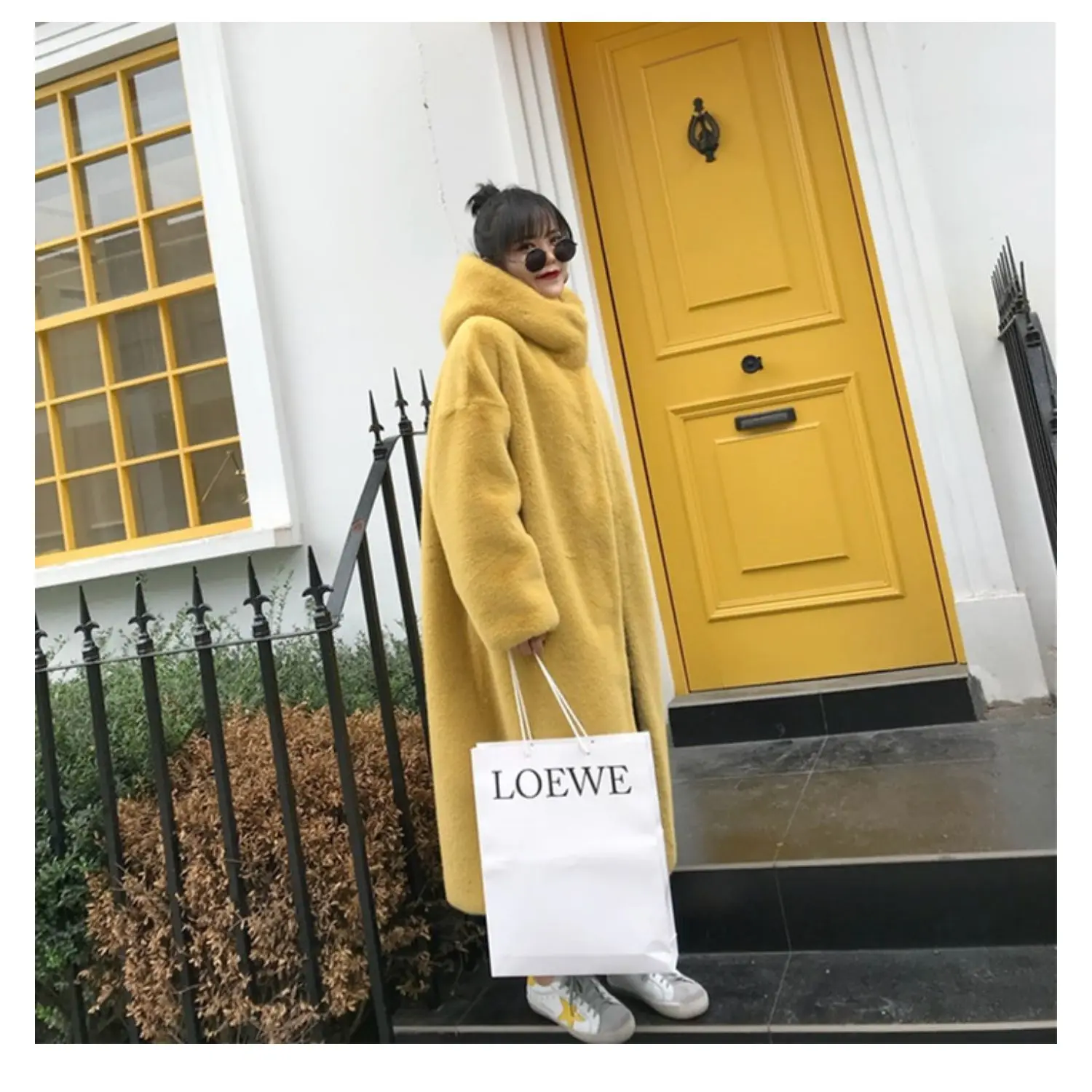 2025 New Winter Warm Hooded Fur Coat Faux Temperament Elegance Women For Coat Imitation Rex Rabbit Fur Women Fox Fur Coat H462