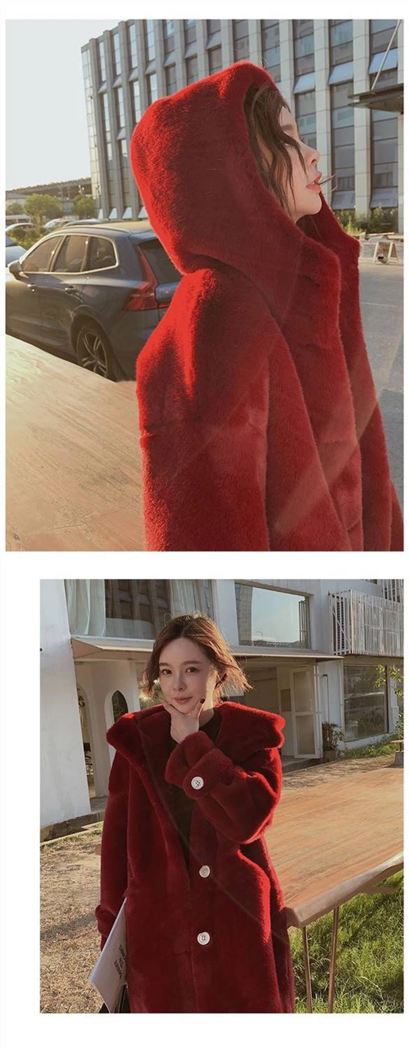 2021 New Winter Women Faux Rabbit Fur Coat Loose Long Fur Coat Large size Hooded OverCoat Thick Warm Female Plush Coats